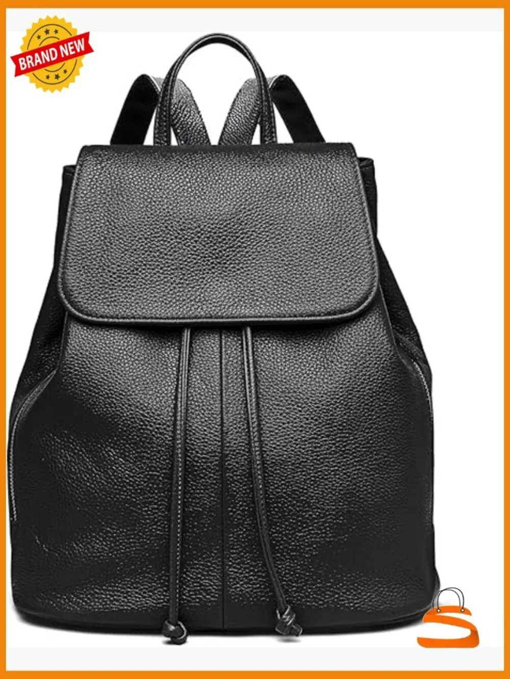 Full-Grain Leather Backpack Purse, Minimal Structured Work Commuter City Travel